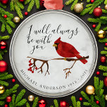 Ornement En Métal Souvenir de Noël du Cardinal Neige<br><div class="desc">Honore ton bien-aimé avec ce cardinal sur un hommage commémoratif à la branche enneigée. Le message dit "Je serai toujours avec vous" et vous pouvez personnaliser cet article avec un nom et des dates. Il s'agit d'un beau souvenir qui peut être donné à la famille et aux amis lors des...</div>