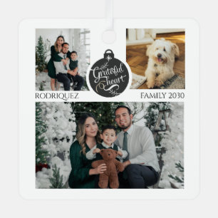 Ornement En Métal Souvenir de Noël Photo de Famille avec Chien