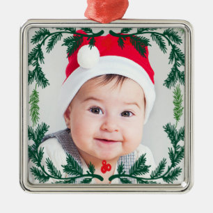Ornement En Métal Souvenir d'ornement de photo encadré par guirlande