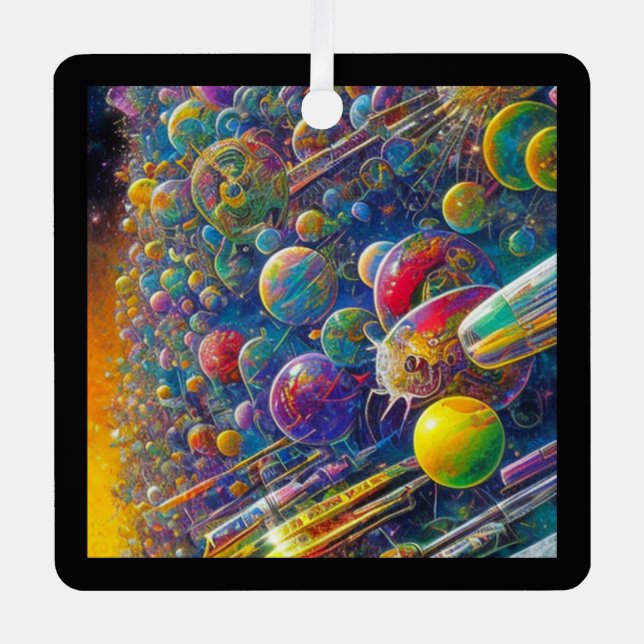 Ornement En Métal Space Race square metal ornament (Recto)