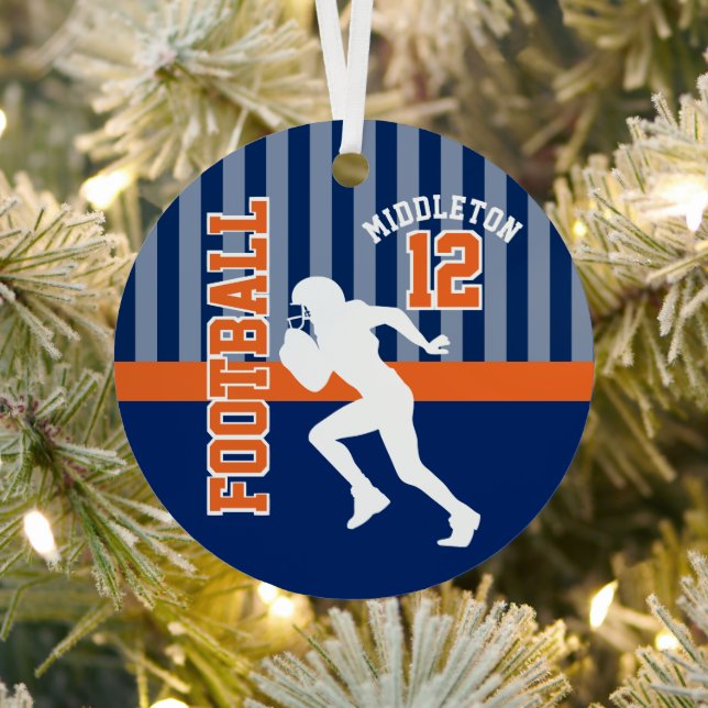 Ornement En Métal Sport de football en bleu foncé et orange (Insitu)