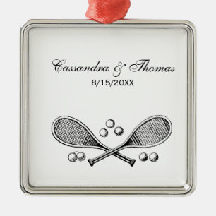 Ornement En Métal Sports Vintage Croisé Tennis Racquet Tennis Balls