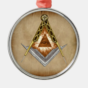Ornement En Métal Square and Compass All Seeing Eye