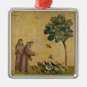 Ornement En Métal St Francis d'Assisi prêchant aux oiseaux
