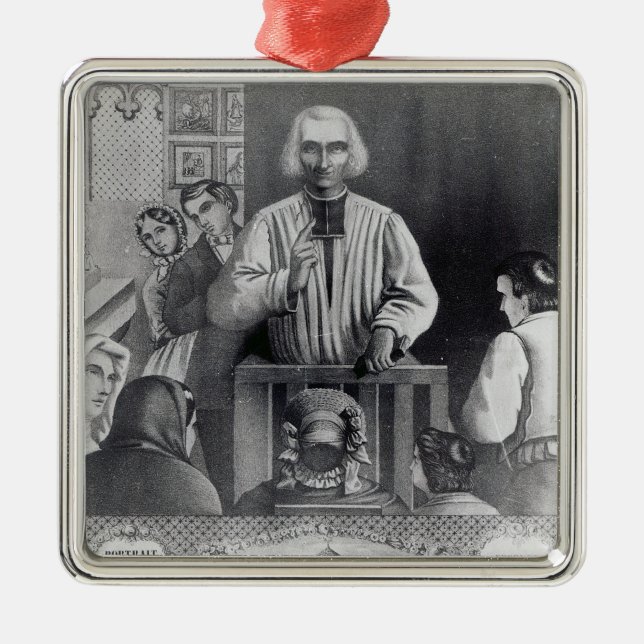 Ornement En Métal St Jean-Marie Vianney prêchant, 19ème siècle (Devant)