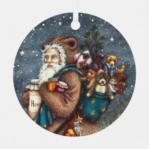 ORNEMENT EN MÉTAL ST. NICK DANS LA COUVERTURE TEDDY BEAR, NOËL TEDDI