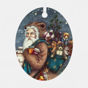 ORNEMENT EN MÉTAL ST. NICK EN TENUE D'OURS EN PELUCHE, NOËL TEDDIES