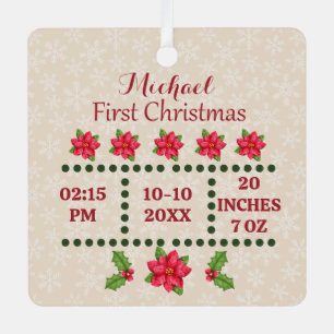 Ornement En Métal Statistiques de naissance de nouveau-né Noël, Anno