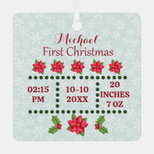 Ornement En Métal Statistiques de naissance de nouveau-né Noël, Anno