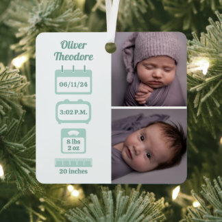 Ornement En Métal Statistiques de naissance de nouveau-nés verts