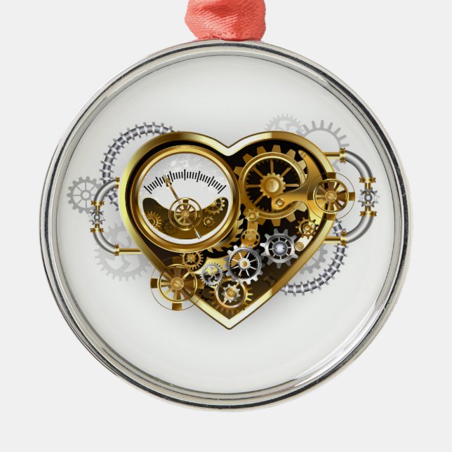 Ornement En Métal Steampunk Heart with a Manometer (Devant)
