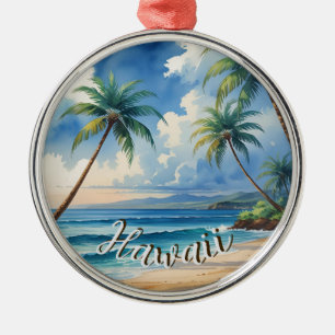 Ornement En Métal Style Vintage Hawaïen Voyage Côte Mer Bleue
