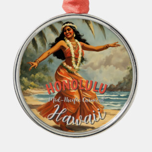 Ornement En Métal Style vintage Hawaiian Travel Honolulu Mid-Pacific