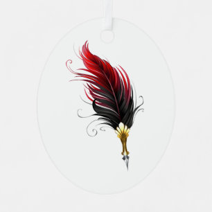 Ornement En Métal Stylo rouge en plumes avec nib or