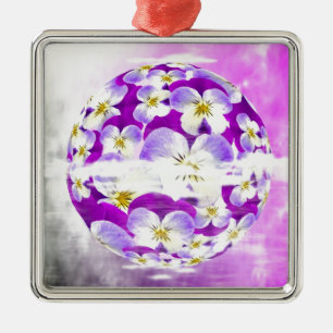 Ornement En Métal Subtil, simple globe à motif de fleur de pensée vi