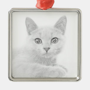 Ornement En Métal SUPER CUTE Kitten Cat Portrait