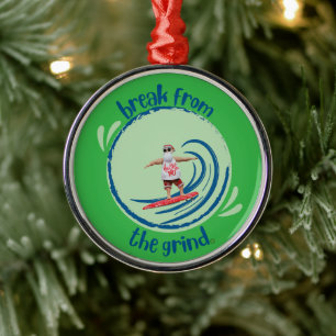 Ornement En Métal Surf Père Noël BFTG Ornament