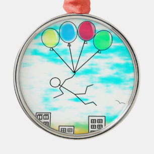 Ornement En Métal Survoler La Ville Avec Des Ballons