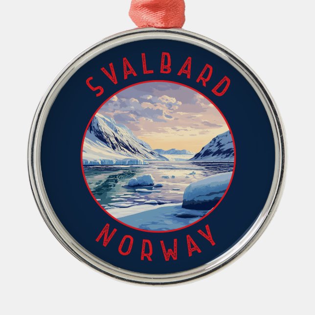 Ornement En Métal Svalbard Norvège Cercle en détresse rétro (Devant)
