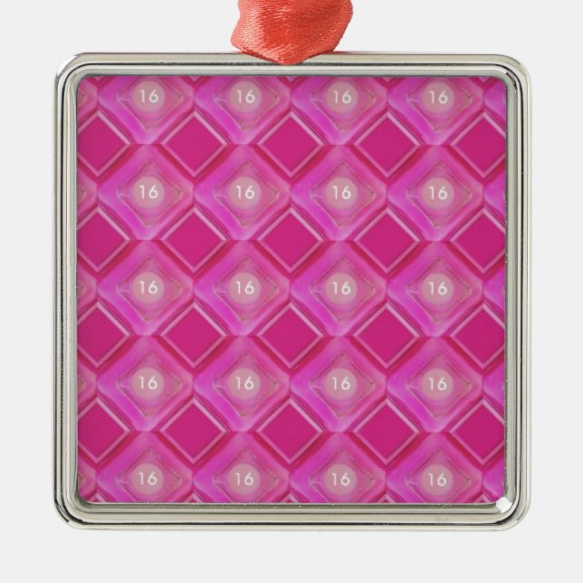 Ornement En Métal Sweet 16, Numéro de diamants roses (Devant)