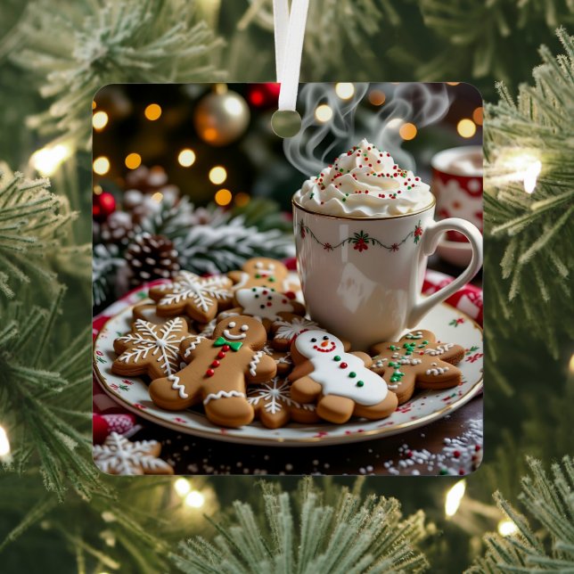 Ornement En Métal Sweet Christmas Cookies and Hot Cocoa (Insitu)