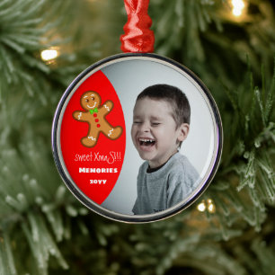 Ornement En Métal sweet XmaS gingerbread man Custom YEAR Red