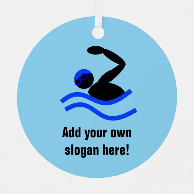 Ornement En Métal Swimmer Homme à thème avec votre texte (Recto)