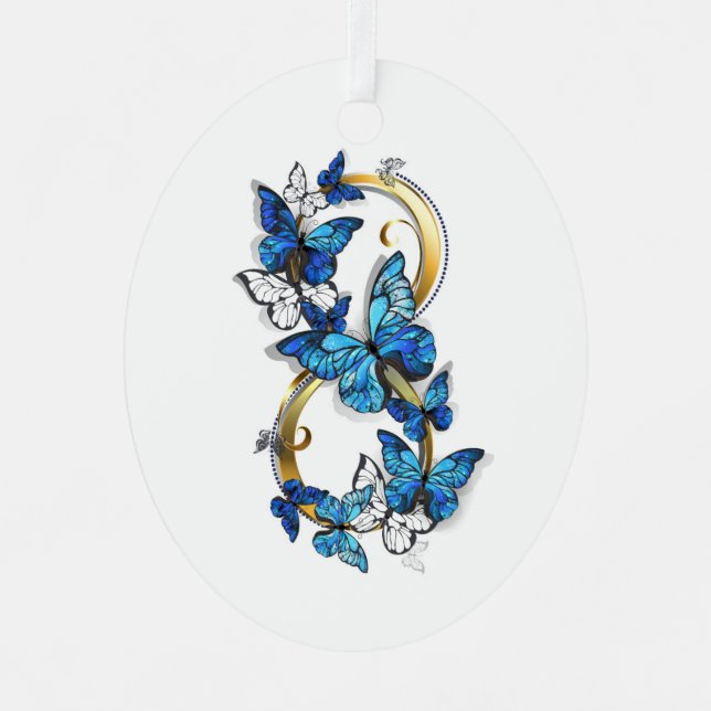 Ornement En Métal Symbol Infinity of Blue Morpho Butterflies (Recto)