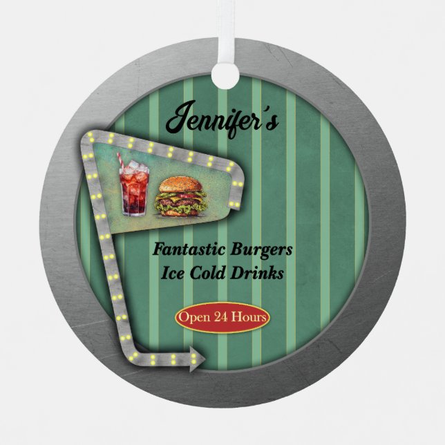 Ornement En Métal Symbole de dîner rétro (Recto)