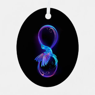 Ornement En Métal Symbole de Neon Infinity par Glowing Hummingbird