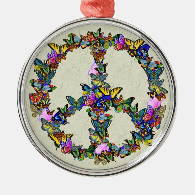 Ornement En Métal Symbole de paix de papillon (Devant)