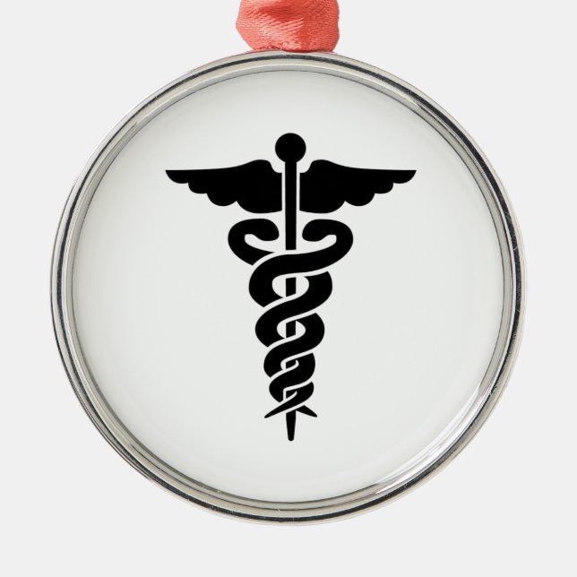 Ornement En Métal Symbole Médicale Caduceus (Devant)