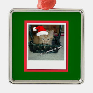 Ornement En Métal Tabby de Noël Orange Kitty Chat