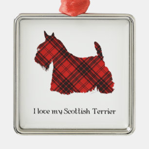 Ornement En Métal Tartan Maxwell Terrier Écossais