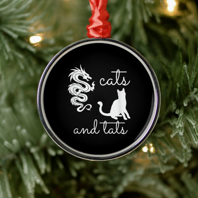 Ornement En Métal Tattoo Lover Cadeaux Chats Et Tats Dragon Kitten (Arbre)