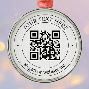 Ornement En Métal Téléchargez votre propre code QR et votre texte pe