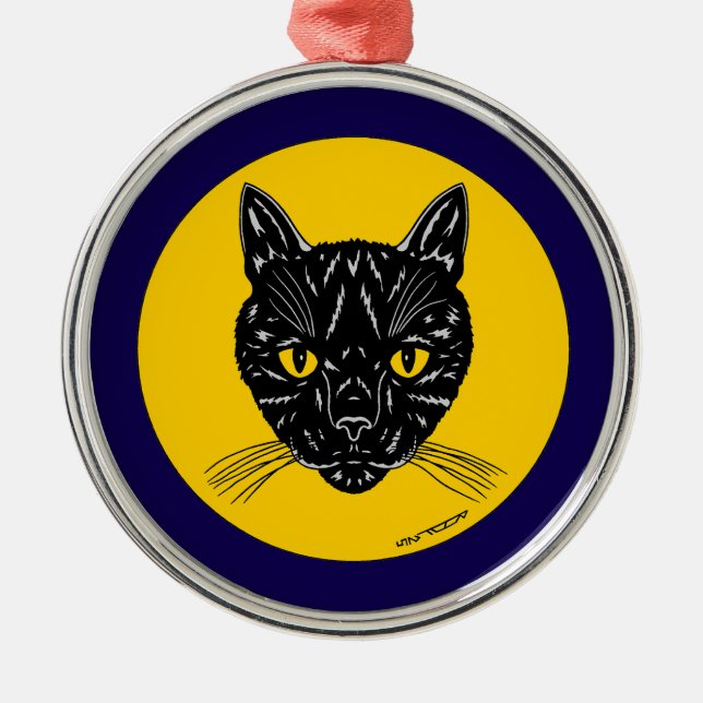 Ornement En Métal Tête de chat noir (Devant)