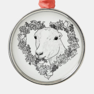 Ornement En Métal Tête de LaMancha au coeur