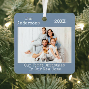 Ornement En Métal Texte de la machine à écrire Premier Noël Nouveau