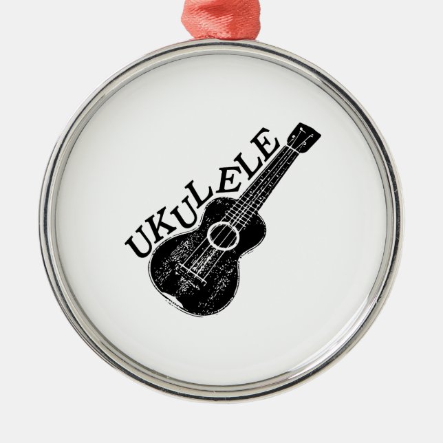 Ornement En Métal Texte Et Image Ukulele (Devant)