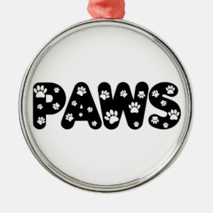 Ornement En Métal Texte personnalisé des pattes de chien