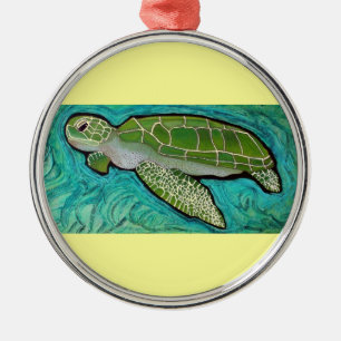 Ornement En Métal Tortue de mer verte