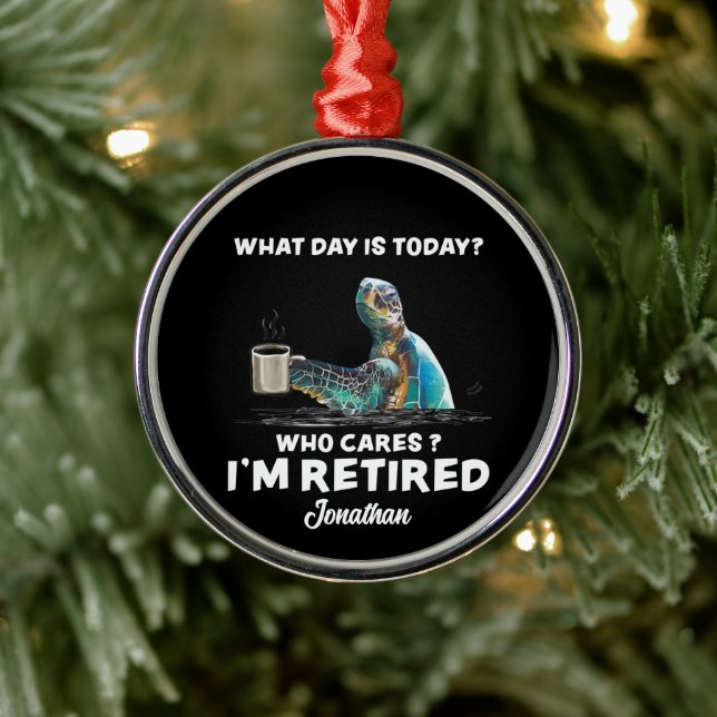 Ornement En Métal Tortue Mer Avec Café Quel Jour S'Occupe-T-Il ? (Arbre)