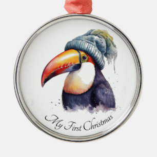 Ornement En Métal Toucan Winter Vibes, personnalisation