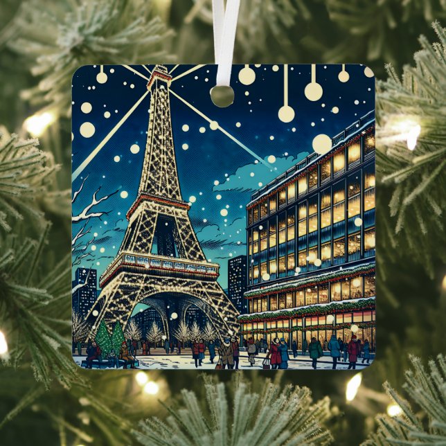 Ornement En Métal Tour Eiffel à Paris, France à l'heure de Noël (Insitu)