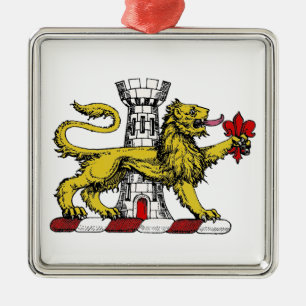 Ornement En Métal Tour Lion Fleur de Lis Crest Emblem C