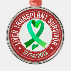 Ornement En Métal Transplant de foie Survivant Green Ribbon Keepsaké