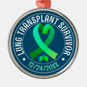 Ornement En Métal Transplant pulmonaire Survivant Ribbon vert Person