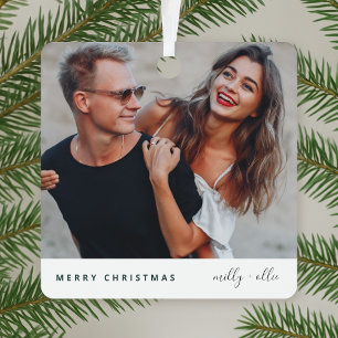 Ornement En Métal Trendy Christmas Modern Stylish Couple Photo