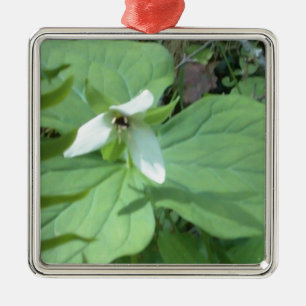 Ornement En Métal trillium blanc avec verdure